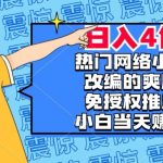 热门网络小说改编的爽剧，免授权推广，新人当天就能赚钱，日入4位数【揭秘】