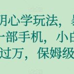 王阳明心学玩法，暴L变现，一部手机，小白轻松月入过万，保姆级教学【揭秘】