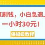 #原创
                                 
                                                                （7751期）反复刷钱，小白急速上手，一个小时30元，实操教程。