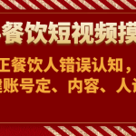 2024餐饮短视频摸版课-帮助纠正餐饮人错误认知，抖音账号搭建账号定、内容、人设定位