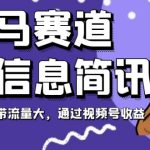 黑马赛道每日信息简讯，起号超级快自带流量大，通过视频号收益【揭秘】