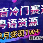 （7538期）抖音冷门赛道，粤语动画，作品制作简单,月入1w+（附1027G素材）