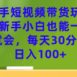 （7286期）快手短视频带货玩法，新手小白也能一看就会，每天30分钟日入100+