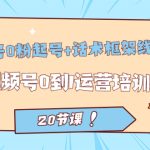 （7269期）视频号·0粉起号+话术框架线上课：视频号0到1运营培训班（20节课）
