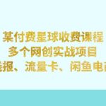 （7199期）某付费星球课程：多个网创实战项目，撸货线报、流量卡、闲鱼电商等等
