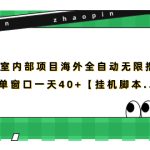 （7091期）最新工作室内部项目海外全自动无限撸美金项目，单窗口一天40+【挂机脚本…