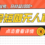 （7047期）视频号短剧无人直播，螺旋起号，单号日收益1000+