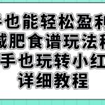 新手也能轻松盈利1w，卖减肥食谱玩法秘籍，新手也玩转小红书详细教程【揭秘】