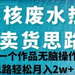 日本核废水热点卖货思路，两分钟一个作品无脑操作，学会思路轻松月入2w+【揭秘】