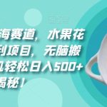 8月份超级蓝海赛道，水果花茶高客单暴利项目，无脑搬运，一部手机轻松日入500+【揭秘】