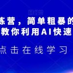 AI搞钱训练营，简单粗暴的AI赚钱玩法，教你利用AI快速搞钱