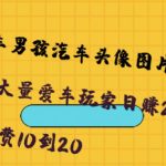 橱窗看车男孩汽车头像制作项目，无脑日赚500