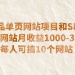 （6503期）暴利单品单页网站项目和SEO策略  每个网站月收益1000-3000  每人可搞10个
