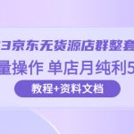 （6223期）2023京东-无货源店群整套实操 可批量操作 单店月纯利5000+63节课+资料文档