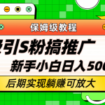 （6168期）轻松引流老S批 不怕S粉一毛不拔 保姆级教程 小白照样日入500+