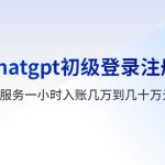 （5885期）玩赚chatgpt初级登录注册课程，代注册服务一小时入账几万到几十万元不等