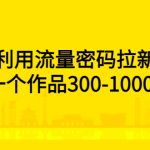 （5769期）利用流量密码拉新，一个作品300-1000+