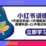 （5724期）小红书训练营：7天定位实战+7天爆款拆解+选题库搭建实战+21天笔记实操实战