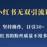 （5674期）小红书无双课一天引50+女粉，不用做视频发视频，小白也很容易上手拿到结果