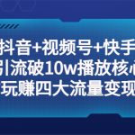 （5403期）抖音+视频号+快手 快速引流破10w播放核心玩法：带你玩赚四大流量变现方法！