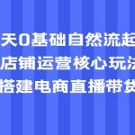 （5350期）7天0基础自然流起号，店铺运营核心玩法，0-1搭建电商直播带货账号