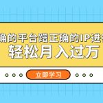 （5325期）在正确的平台蹭正确的IP进行带货，轻松月入过万
