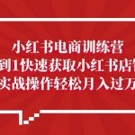 （5309期）小红书电商训练营，小白0到1快速获取小红书店铺流量，实战操作月入过万