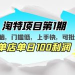 （5292期）淘特项目第1期，简单无脑，门槛低，上手快，单店单日100利润 可批量操作