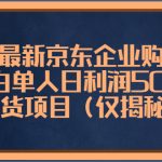 （5277期）3月最新京东企业购教程，小白单人日利润500+撸货项目（仅揭秘）
