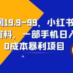 一单利润19.9-99，小红书卖教资考试资料，一部手机日入600（揭秘）