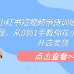 小红书短视频带货训练营线下课程，从0到1手教你在小红书注册开店卖货