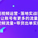 （4961期）短视频运营·落地实战课 让账号有更多的流量（短视频流量+带货出单实操）