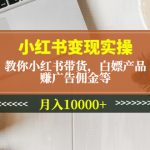 （4780期）小红书变现实操：教你小红书带货，白嫖产品，赚广告佣金等，月入10000+
