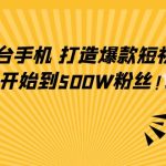 （4363期）只需一台手机，轻松打造爆款短视频，从0开始到500W粉丝！