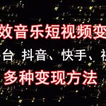 （4586期）《粒子特效音乐短视频变现项目》主攻平台 抖音、快手、视频号 多种变现方法