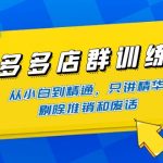 （4318期）拼多多店群训练营：从小白到精通，只讲精华，剔除推销和废话