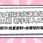 （4108期）淘宝虚拟无货源高级班【第21期】月入1W+运营技巧+批量复制=会赚钱的淘宝店