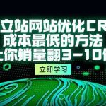 独立站网站优化CRO，成本最低的方法，让你销量翻3-10倍（5节课）