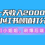 （10187期）一天收入2000+，最新小红书颜值打分项目，吸引小姐姐，刷爆后端收益
