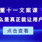 董十一文案课：教大家写出什么是真正能让用户买单的文案