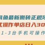 闲鱼最新搬砖正规项目：傻瓜式操作单店日入300+纯利，1-3台手机可操作