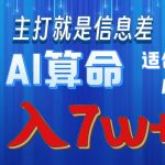 （10337期）2024年蓝海项目AI算命，适合新手，月入7w