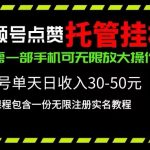 （10644期）视频号点赞托管挂机，单号单天利润30~50，一部手机无限放大（附带无限…