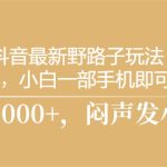 （10766期）抖音最新野路子玩法，一单35，小白一部手机即可操作，，日入3000+，闷…