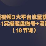 短视频3大平台流量获客：从0-1实操起盘做号+流量创收（18节课）