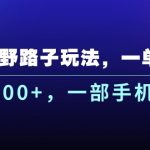 （10909期）抖音野路子玩法，一单35.日入3000+，一部手机可操作