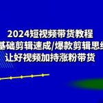 2024短视频带货教程：0基础剪辑速成/爆款剪辑思维/让好视频加持涨粉带货