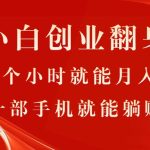 （11250期）最新小白创业翻身项目，每天1个小时就能月入1万+，0门槛，一部手机就能…