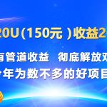投入20u（150元 ）收益2000+ 附有管道收益  彻底解放双手  今年为数不多的好项目！