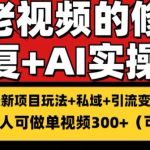 修复老视频的玩法，搬砖+引流的变现(可持久)，单条收益300+